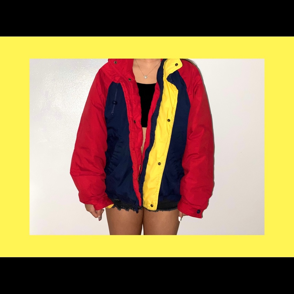 Retro colorblock puffer jacket